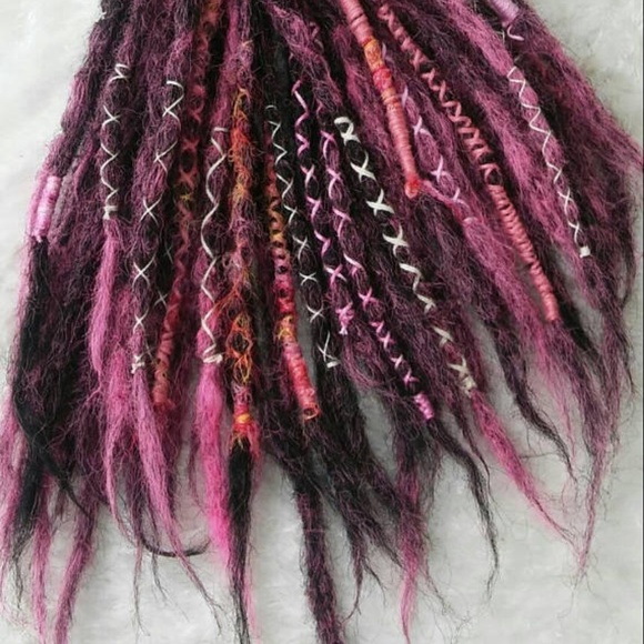 crochet decorated knotty pink black dreadlocks main image 5